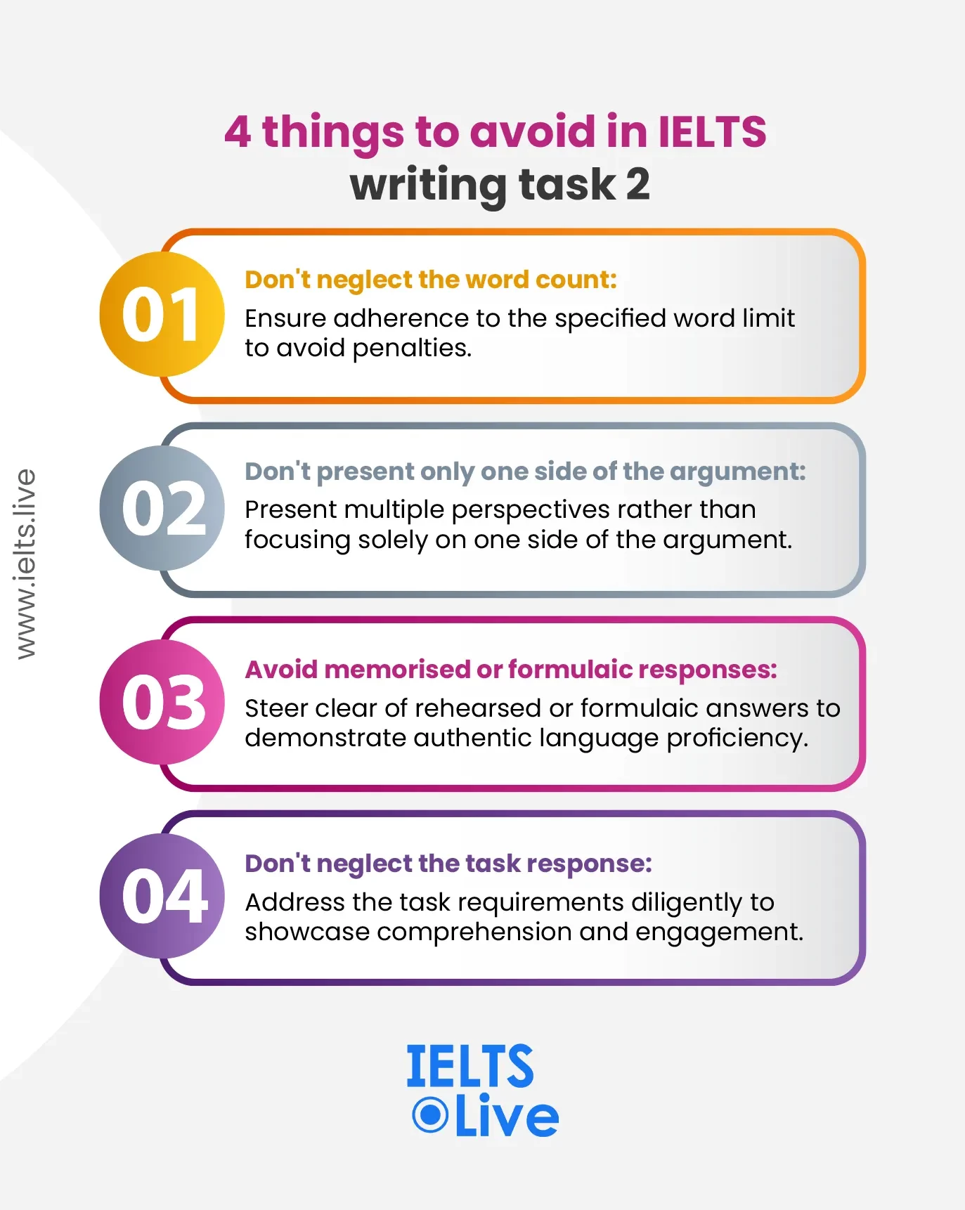 4 things to avoid in IELTS writing task 2